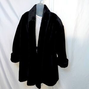 Donnybrook Womens Faux Fur Black Single Button Front Size Medium Mob Wife USA